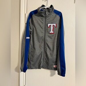 Texas Rangers Heather Gray and Blue Zip Up Jacket Kids Size Small